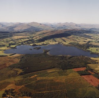 General oblique aerial view looking across the Lake of Menteith, taken from the S.