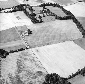 Oblique aerial view centred on the cropmarks of the Roman Fortress, taken from the E.