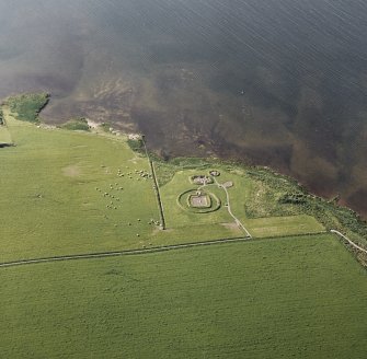 Aerial view of Orkney, Barnhouse, prehistoric settlement, taken from the S.