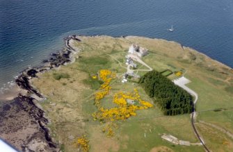 Aerial view of Duart Castle, Isle of Mull, looking N.