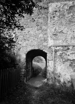 View of postern gate in south side of original north wall of Banff Castle, Banff.