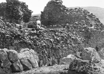 Excavation photograph - N barmkin wall from NE