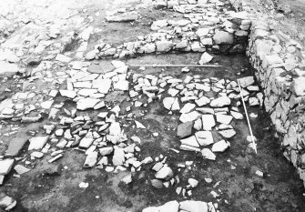 Excavation photograph - Room V from W showing 31 and T-shaped feature 39