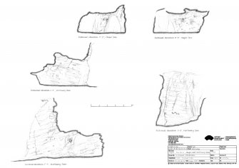 Caiplie Caves: sectional elevations C-C1 and D-D1 through the Chapel Cave, and sectional elevations E-E1, F-F1 and G-G1 through the Mortuary Cave