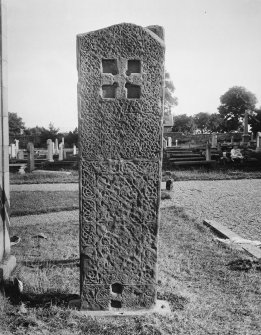 Rosemarkie Pictish Cross-slab.
View of front of cross-slab.
Reproduced as Fig.60 of J R Allen and J Anderson 1903, The Early Christian Monuments of Scotland.