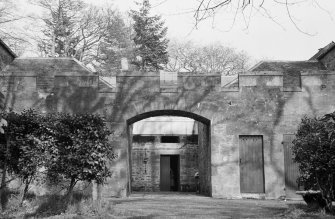 View of entrance to Ballumbie Castle stables from south west.