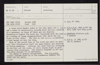 West Burra Firth, HU25NE 4, Ordnance Survey index card, page number 1, Recto