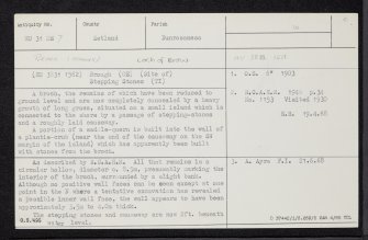 Loch Of Brow, HU31NE 7, Ordnance Survey index card, Recto