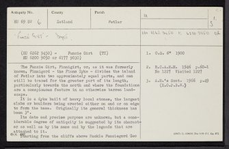 Fetlar, Funziegirt, HU69SW 6, Ordnance Survey index card, page number 1, Recto