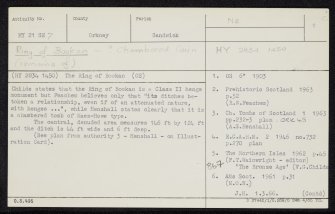 Ring Of Bookan, HY21SE 7, Ordnance Survey index card, page number 1, Recto