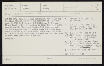 Rousay, Rinyo, HY43SW 20, Ordnance Survey index card, page number 1, Recto
