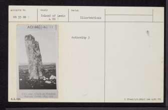 Lewis, Clach An Trushal, NB35SE 1, Ordnance Survey index card, Recto