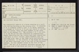 Sallachadh, NC50NW 1, Ordnance Survey index card, page number 1, Recto