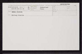 Brora Station, NC90SW 11, Ordnance Survey index card, Recto