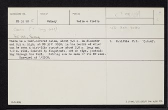 Switha, The Ool, ND39SE 5, Ordnance Survey index card, Recto