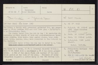 Barra, Dun Cuier, NF60SE 1, Ordnance Survey index card, page number 1, Recto
