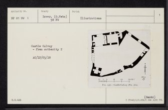 South Uist, Calvay, Castle Calvay, NF81NW 1, Ordnance Survey index card, page number 1, Recto