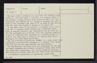 Skye, Dun Ardtreck, NG33NW 5, Ordnance Survey index card, page number 2, Verso