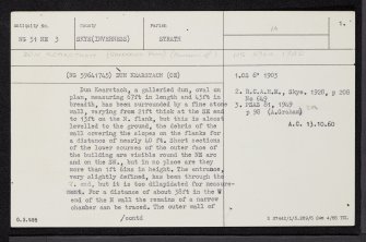 Skye, Dun Kearstach, NG51NE 3, Ordnance Survey index card, page number 1, Recto
