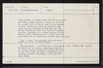 Skye, Dun Kearstach, NG51NE 3, Ordnance Survey index card, page number 2, Verso