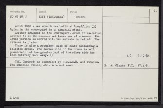Skye, Kilchrist Church, NG62SW 3, Ordnance Survey index card, page number 2, Verso