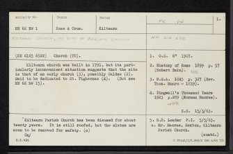 Kiltearn Parish Church, NH66NW 1, Ordnance Survey index card, page number 1, Recto