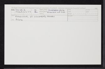Kingussie, St Columba's Friary, NH70SE 2, Ordnance Survey index card, Recto