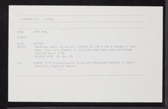 Carn Maol, NH84NE 14, Ordnance Survey index card, Recto