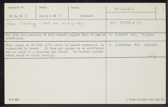 Loch Belivat, NH94NE 2, Ordnance Survey index card, Recto