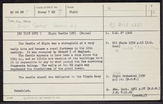 Elgin, Lady Hill, NJ26SW 7, Ordnance Survey index card, page number 1, Recto