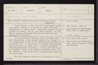 Wormy Hillock, NJ43SW 1, Ordnance Survey index card, page number 1, Recto