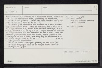 Dunnideer, NJ62NW 1, Ordnance Survey index card, page number 3, Recto