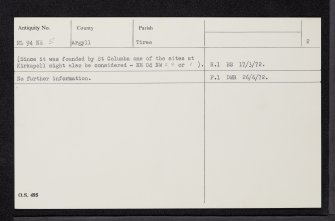 Tiree, NL94NE 5, Ordnance Survey index card, page number 2, Verso