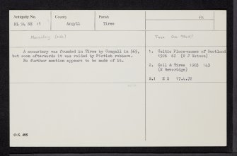 Tiree, NL94NE 19, Ordnance Survey index card, Recto