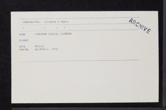Lismore, Tirefour Castle, NM84SE 1, Ordnance Survey index card, Recto