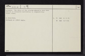 Lismore, Castle Coeffin, NM84SE 15, Ordnance Survey index card, page number 2, Verso