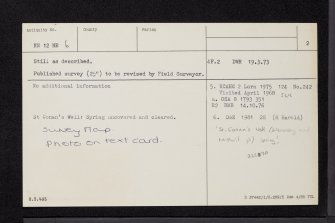 St Conan's Well, Dalmally, NN12NE 6, Ordnance Survey index card, page number 2, Verso