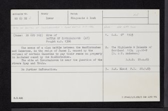 Invernahavon, NN69NE 2, Ordnance Survey index card, Recto