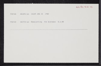 Ardoch, NN80NW 10, Ordnance Survey index card, Recto