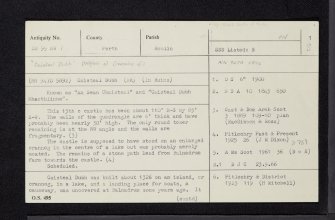 Caisteal Dubh, NN95NW 1, Ordnance Survey index card, page number 1, Recto
