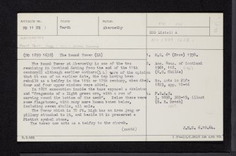 Abernethy Round Tower, NO11NE 1, Ordnance Survey index card, Recto