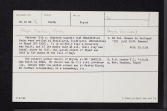 Rhynd, NO12SE 18, Ordnance Survey index card, Recto