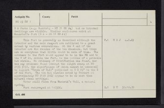Dunsinane Hill, NO23SW 1, Ordnance Survey index card, page number 4, Verso