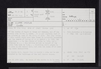 Cupar Castle, NO31SE 8, Ordnance Survey index card, page number 1, Recto