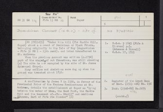 Cupar, NO31SE 14, Ordnance Survey index card, page number 1, Recto