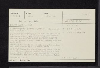 Auchterhouse, NO33NE 3, Ordnance Survey index card, Recto
