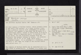 Balfour Castle, NO35SW 2, Ordnance Survey index card, page number 1, Recto
