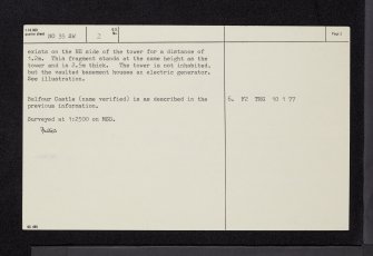 Balfour Castle, NO35SW 2, Ordnance Survey index card, page number 2, Verso