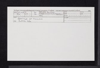 Battle Of Tullich, NO39NE 9, Ordnance Survey index card, Recto