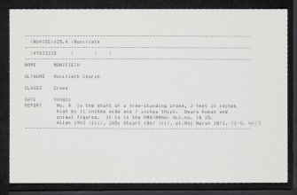 Monifieth, NO43SE 25.4, Ordnance Survey index card, Recto